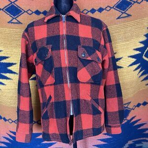 Vintage Oakbrook Sportswear Wool Zip Up Collared Buffalo Plaid House Coat. Small